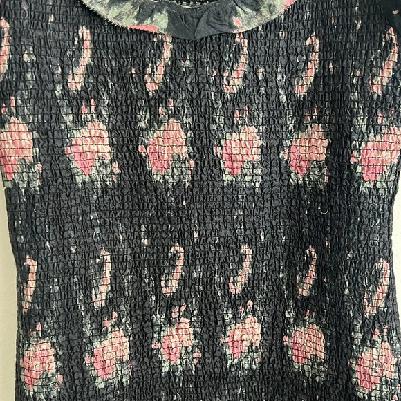 LOVESHACKFANCY Violet Dress in Black Coffee Smocked Puff Sleeves Cottagecore P - Picture 10 of 13